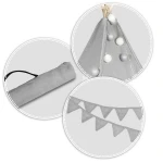 Namiot tipi dla dzieci z girlandą i światełkami - szare