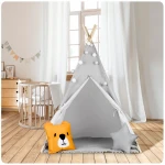 Namiot tipi dla dzieci z girlandą i światełkami - szare