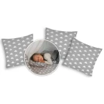 Namiot tipi dla dzieci z girlandą i światełkami - jasno szare w chmurki 