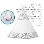 Namiot tipi dla dzieci z girlandą i światełkami - biały w strzały