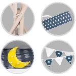 Namiot tipi dla dzieci z girlandą i światełkami - granatowe w chmurki 