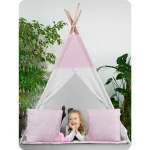 Namiot tipi dla dzieci ze światełkami - różowe w kropki  