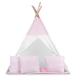 Namiot tipi dla dzieci ze światełkami - różowe w kropki  
