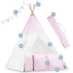 Namiot tipi dla dzieci ze światełkami - różowe w kropki  