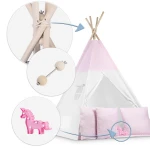 Namiot tipi dla dzieci ze światełkami - różowe w kropki  