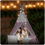 Namiot tipi dla dzieci ze światełkami Nukido - różowe w gwiazdki 