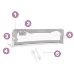 Barierka ochronna do łóżka 180 x 42 x 35 cm Nukido szara