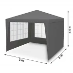 Pawilon ogrodowy 4 scianki 3 x3 m szary Plonos