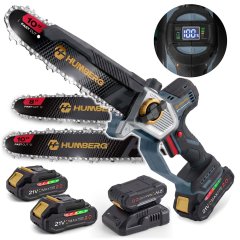 Piła łańcuchowa akumulatorowa 2x2,0 Ah PRO gałęziówka 10" 8" pilarka Humberg HM-437
