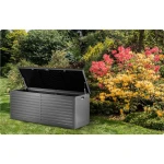 Skrzynia ogrodowa 143 x 57 x 53,5 cm 390 litrów czarno-szara