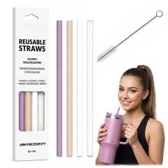 Słomki do kubka berdsten plastikowe wielorazowe zestaw 4 + szczoteczka 