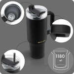 Termos próżniowy kubek z zestawem słomek 1180 ml Berdsen czarny