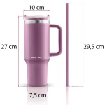 Termos próżniowy kubek z zestawem słomek 1180 ml Berdsen różowy