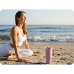 Termos próżniowy kubek ze słomką 1180 ml Berdsen różowy