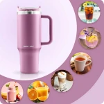 Termos próżniowy kubek ze słomką 1180 ml Berdsen różowy