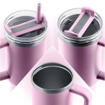 Termos próżniowy kubek ze słomką 1180 ml Berdsen różowy