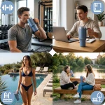 Termos próżniowy kubek ze słomką 1180 ml Berdsen granatowy