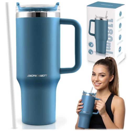 Termos próżniowy kubek ze słomką 1180 ml Berdsen granatowy