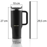 Termos próżniowy kubek ze słomką 1180 ml Berdsen czarny