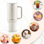 Termos próżniowy kubek ze słomką 1180 ml Berdsen kremowy