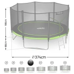 Trampolina ogrodowa 12ft/374cm z siatką zewnętrzną i drabinką Neo-Sport