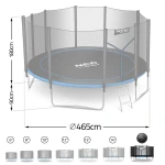 Trampolina ogrodowa 15ft/465cm z siatką zewnętrzną i drabinką Neo-Sport