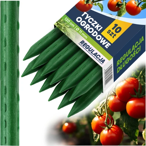 Tyczki do roślin 120 cm Plonos PL-940 zielone 10szt 