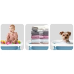 Wanienka składana dla dzieci, niemowląt z termometrem i wkładką  RK-287 biało-niebieska