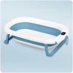 Wanienka składana dla dzieci, niemowląt z termometrem i wkładką  RK-287 biało-niebieska