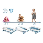 Wanienka składana dla dzieci, niemowląt z termometrem i wkładką  RK-287 biało-niebieska