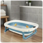 Wanienka składana dla dzieci, niemowląt z termometrem i wkładką  RK-287 biało-niebieska