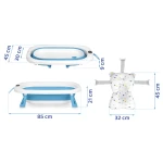 Wanienka składana dla dzieci, niemowląt z termometrem i wkładką  RK-287 biało-niebieska