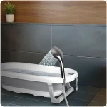 Wanienka składana dla dzieci, niemowląt z termometrem i wkładką Ricokids RK-287 biało-szara