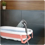 Wanienka składana dla dzieci, niemowląt z termometrem i wkładką Ricokids RK-287 biało-różowa