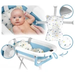 Wanienka składana dla dzieci, niemowląt ze stelażem, termometrem i wkładką Ricokids RK-287 biało-niebieska