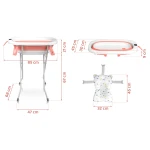 Wanienka składana dla dzieci, niemowląt ze stelażem, termometrem i wkładką Ricokids RK-287 biało-różowa