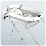 Wanienka składana dla dzieci, niemowląt ze stelażem, termometrem i wkładką Ricokids RK-287 biało-szara