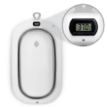 Wanienka składana dla dzieci, niemowląt ze stelażem, termometrem i wkładką Ricokids RK-287 biało-szara