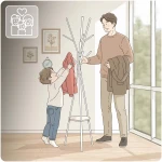 Wieszak na ubrania metalowy z półką stojący Massido MS-869