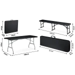 Zestaw cateringowy ogrodowy składany stół + 2 ławki 180 cm Plonos czarny