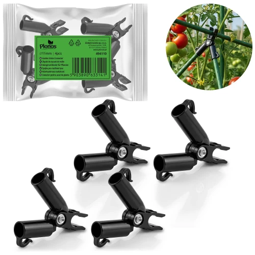 Złączki do tyczek 11mm typu A do pomidorów roślin Plonos PL-941 czarne 4szt 